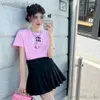 Miu Fashion Tシャツ女性用高品質のコットンラウンドネックティー刺繍汎用カジュアルショートスリーブTシャツ女性夏服470