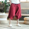 Мужчины Harajuku Harem Pants Mens Summer Cotton Linen Joggers мужской винтажный китайский стиль цветные брюки Calflenght 240402