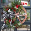 Decorative Flowers 2024 Bow Wheel Garland Simulation Door Hanging Window Display Rattan Circle Creative Christmas Outdoor Garden