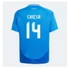 كرة القدم Jersey S-4XL Italy Soccer Player 2024 Home Away 24 25 Italia Kids Chiesa Maglie Da Calcio Verratti Jorginho Romagnoli MeMobile Bonucci Stirts