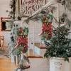 Dekoratif Çiçekler Kablosuz Yardımcı Merdiven Trim Noel Çelenkleri Ön kapı Tatil Duvar Penceresi Asılı Kalp Şekleli Çiçek Çelenk