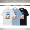 メンズTシャツ夏の新しいモロッコスタイルのファンタジープリントTシャツメンズとレディースの黒と白のカジュ​​アルショートスルーブトップT240408