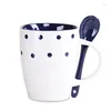 Tazze da regalo personalizzato Fashion Coffee in ceramica francese con cucchiaio spessa tazza da tè in porcellana