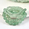Ny kinesisk stil elastisk stenarmband vintage grön aventurin jade mäns och kvinnors naturliga kristallarmband smycken