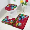 Mattes de bain Red Christmas Mat Silts Silver Balls Balls Snowflakes Année de vacances Année Home Bathroom Decor Floor Tapes Couvercle du couvercle du couvercle de la toilette