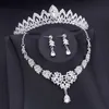 Luxe kleine kroon sieraden sets bruids tiaras ketting oorbellen set princess girls party prom bruid set 240401