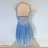 Liuhuo Passende kleuren Figuur schaatsenjurk meisjes schaatsen dans rok kwaliteit kristallen rekbare spandex dancewear ballet blauw bd1655