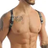 Bras stelt Gay Rave Harness Mens Pu Leather Dubbele schouder