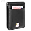 Money Clips New Anti RFID Men Onuine Leather Money Clip Bifold Bifold Male Id Card Case Case держатель с металлическим зажимом 240408