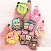 Sieraden moq 20 stcs pvc cartoon voedsel donuts glazen buiging zuigen schoen charms onderdelen accessoires decoraiton gesp voor banden armbanden drop de dhcps