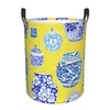 Laundry Bags Ginger Collection Canary Yellow Hamper Large Clothes Storage Basket Porcelain Tiles Toys Bin Organizer For Kids