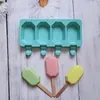 Baking Moulds 4 Holes Popsicle Mould Silicone Ice Cream Mold Cake Chocolate Pudding Molds Gem Shaped Holiday Gifts Tools