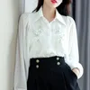 Zjyt Spring Perlenhemden und Blusen für Frauen weiß lose Blusa Mujer Moda koreanischer Stil Freizeitbüro Camisas Tops Black 240326