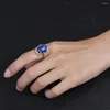 Clusterringen Natuurlijke Lapis Lazuli Ring 925 Sterling Silver For Women Vintage 10 14mm Moonstone Labradorite sieraden Geschenken