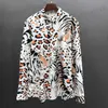 Men's Casual Shirts Social Italian British Style Men Long Slve Shirt Fall Colorful Vintage Tiger Print Shirt Casual Shirt Dress Camisa Masculina T240408