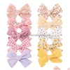 Accessoires de cheveux 10pcs / lot Sweet Bowknot Clips For Soft Cotton Printing Hairpins Girls Hairgripe Fresh Baby Headwear Drop Livil