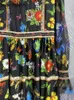 Lässige Kleider Seifrmann Hochwertige Sommer Frauen Mode Designer Feiertagskleid Flare Sleeve Multicolor Ditsy Printed Crystal Long