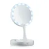 Складная зарядка USB или светодиодное зеркальное зеркальное зеркало Белое тщеславие Косметическое зеркало с легким 10 -кратным зеркалами на столовом