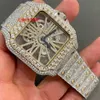 Ręcznie robione ustawienie Pass Tester Diamond VVS Moissanite Diamond Out Out Luksusowy zegarek mechaniczny