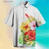 Men's Casual Shirts Summer 3D printed floral shirt for mens Hawaii Y2k top breathable fashion beach resort mens short sleeved casual clothing yq240408