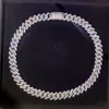 Pass Diamond Tester 14mm S925 Sterling Silver Vvs1 Moissanite Cuban Chains