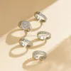 5Pcs Vintage Geometric Adjustable Open Finger Rings for Women Wed Bridal C Shape Nail Ring Couple Jewelry Accessories