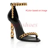 Tom Ford TomFord tomfords Dress Shoes Designer Heels Sandal Woman 10 CM High Heel Stiletto Genuine Leather【code ：L】 Leopard Glod Chain Loafers