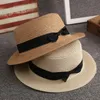 Summer Hats For Women Sun Hat Beach Ladies Fashion Flat Brom Bowknot Panama Lady Casual Straw 240403