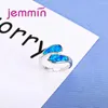 Cluster anneaux Blue Fire Opal Ring à doigt 925 Femmes en argent sterling