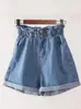 Dames shorts gegolfde haremstijl hoge taille denim in wit en blauw voor zwarte vrouwen - Beschikbare S -5XL -maten vrouwelijke korte Jean