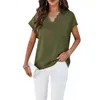 Women V Neck Blus Short Sleeve Summer Casual Loose Shirt Tops