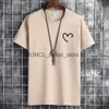 T-shirt maschile jfuncy Oversize Summer Mens Cotton T-shirt Casual Simple Love Stampa Of O-Neck Short Short Shorted Top H240408