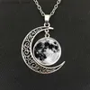 Colliers de pendentif Nouveau charme de mode galaxie gris lune rond lune Transmission Crystal Collier Pendant Collier Bijoux de bijoux Bijoux.240408