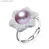 Pierścienie klastra Nowy naturalny pierścień perłowy słodkowodnej z błyszczącym wieńcem cyrkon Regulowane modne akcesoria wykwintna biżuteria odpowiednia do Y24041612OE