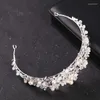 Clips de cheveux Couleur argentée Crystal Tiaras and Crowns Bandband Rhingestone Brind Bride Accessoires Femmes Bijoux de mariage