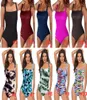 Vintage One Piece Swimsuit Women badkläder Push Up Bathing Suit Ruched Tummy Control Monokini Retro Plus Size Beachwear8852913