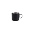 Mugs Korean 304 Creative Stainless Steel Coffee Cup Double-Layer Anti-Scald Drop-Resistant Mug With Handle Solid Color Office