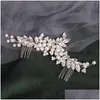 Hair Clips Barrettes Pearl Flower Comb Headdress Accessories Bridal Tiara Crystal Ornaments Handmade Jewelry Drop Delivery Hairjewelry Ot2iw