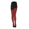 Women Socks Christmas Striped Tights Full Length Thigh High Stocking For Party Makeup Prom Decoration Cosplay Costume