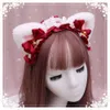 髪のかわいい日本のロリータヘアオーナメント猫マザーぬいぐるみロリータヘッドドレスレース猫の耳（蒸した猫の耳の形をしたパン）ヘアバンド