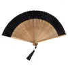 Decorative Figurines Chinese Style Silk Bamboo Fan With Hollowed Out Bone For Picnics And Beach Outings Children Girl Boys Birthday G6KA