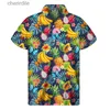Erkekler Sıradan Gömlekler Mango Muz Ananas Grafik Gömlek Erkekler için 3D Baskılı Meyve Hawaii Gömlek Yaz Plajı Kısa Kollu Düğme Flip Yaka Aloha Gömlek YQ240408