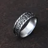 Retro 14K Gold Six-Character Mantra Rings For Men Punk Feng Shui Amulet Lucky Ring Men Women Fashion Jewelry Party Best