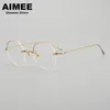 Sonnenbrillen Rahmen japanische Ultra-Licht reine Titangläser Rahmen Gold Draht halbframe Herren trendy runde optische Brille Frauen Myopie