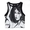 Women's Tanks Round Neck Pullover Sleeveless Portrait Print With Exposed Navel Casual Personality Top Vest