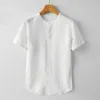 Men's Casual Shirts O-neck Linen T For Men Summer Breathe Tops Fashion Clothing Beach Wear Short Sleeve