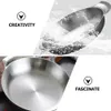 Pans Stainless steel seafood pot lid seafood rice kitchenware broth home cooking double handleL2403