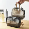 Storage Boxes Large Capacity PVC Bag Portable Organizer Travel Waterproof Semi Transparent Handheld Cosmetic Box