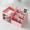 Aufbewahrungsboxen Kosmetikbox großer Kapazität Desktop Make -up -Schubladen Organizer Hautpflege Lippenstift Schreibweise zum Anziehen