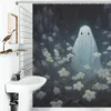 Cortinas de chuveiro Halloween elf cortina de tecido impermeável banheiro 12pcs ganchos decoração de banho